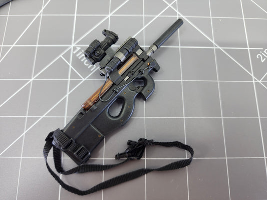 BAM 1/6 Grey Uniform, Black Molle Vest, and FN P90