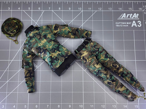 BAM 1/6 Woodlands Camo Uniform And Hat (Toy Soldier)