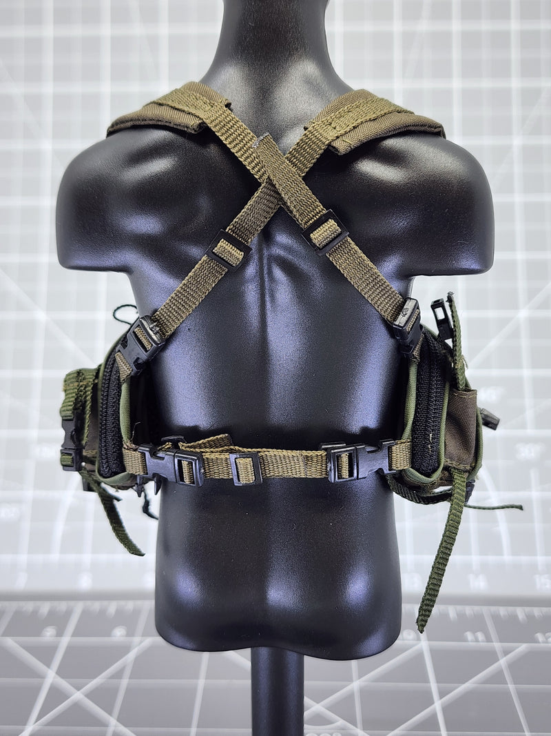 Load image into Gallery viewer, BAM 1/6 Woodlands Camo Ammo Pouch Chest Rig (ACE)
