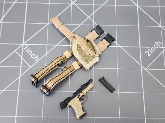 BAM 1/6 Coyote Tan Drop Leg Holster W/ Pistol (ACE)
