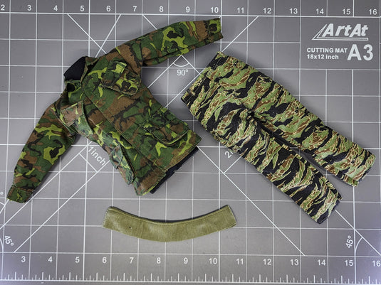 BAM 1/6 Vietnam Tiger Stripe/ Woodland Camo Uniform W/ Sweat Towel (Dragon)