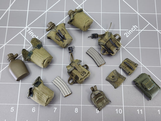 BAM 1/6 Vietnam OD Green Canteen & Ammo Pouch Set (Toy Soldier)