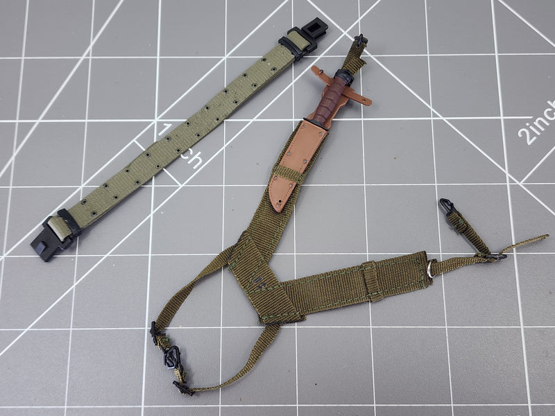 Load image into Gallery viewer, BAM 1/6 OD Green Belt W/ H Type Harness, Sheath &amp; Knife (Dragon)
