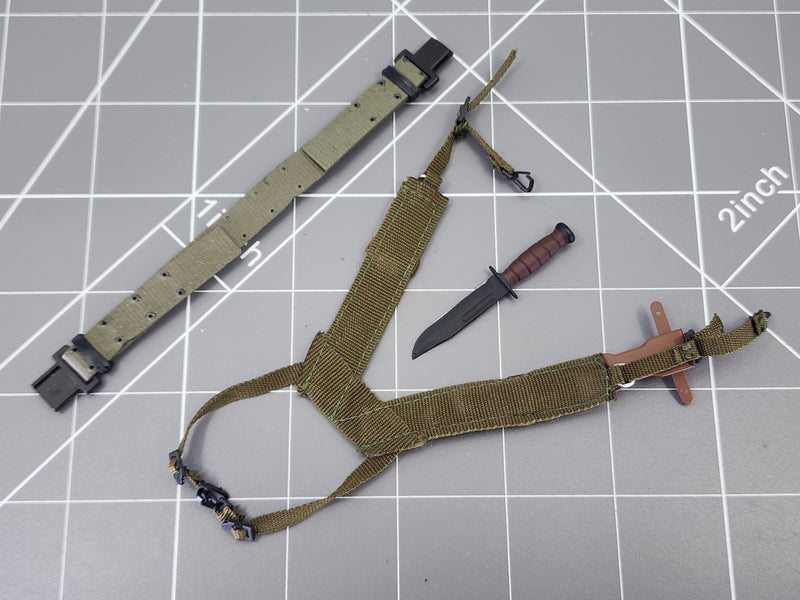 Load image into Gallery viewer, BAM 1/6 OD Green Belt W/ H Type Harness, Sheath &amp; Knife (Dragon)
