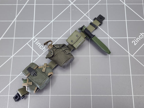 BAM 1/6 OD Green Belt W/ Knife, Canteen, & Pouches (Dragon)