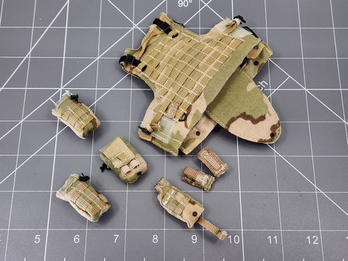 BAM 1/6 3C Desert Camo Molle Plate Carrier Vest W/ Pouches 2 (BBI/Custom Craft)