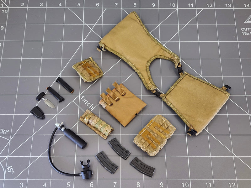 Load image into Gallery viewer, BAM 1/6 Coyote Tan Plate Carrier W/ Oxygen Tank &amp; Punch Knife (BBI)
