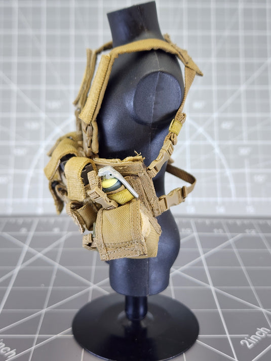 BAM 1/6 Coyote Tan Chest Rig With Ammo Pouches & Grenades (Playhouse)