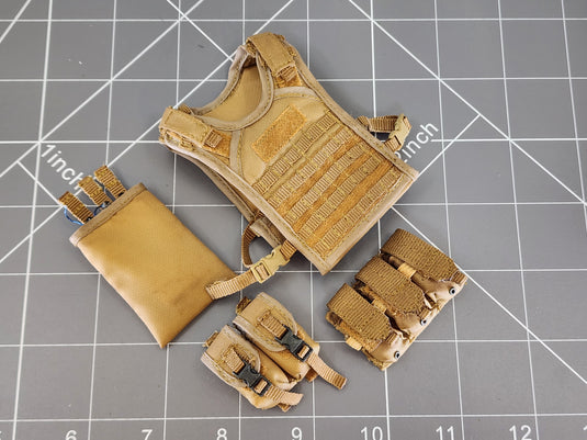 BAM 1/6 Coyote Tan Molle Plate Carrier W/ Pouches (Hot Toys)