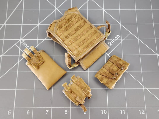 BAM 1/6 Coyote Tan Molle Plate Carrier W/ Pouches (Hot Toys)
