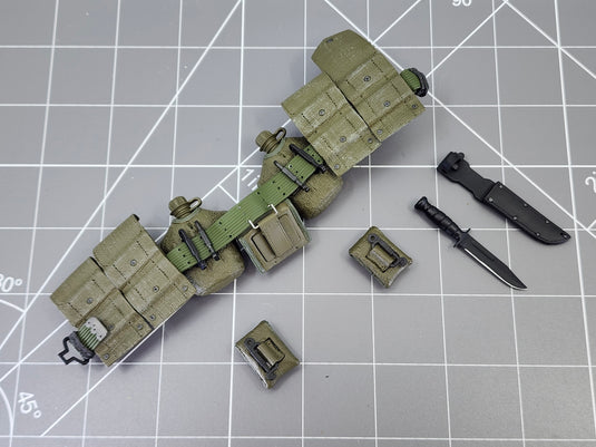 BAM 1/6 Vietnam OD Green Belt W/ Canteens, Knife, & Pouches (Dragon)