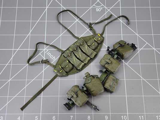 BAM 1/6 Vietnam OD Green Belt & Chest Rig W/ Pouches (Dragon/ 21 Century)