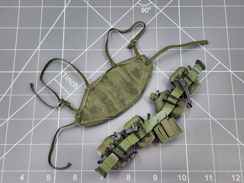 Load image into Gallery viewer, BAM 1/6 Vietnam OD Green Belt &amp; Chest Rig W/ Pouches (Dragon/ 21 Century)
