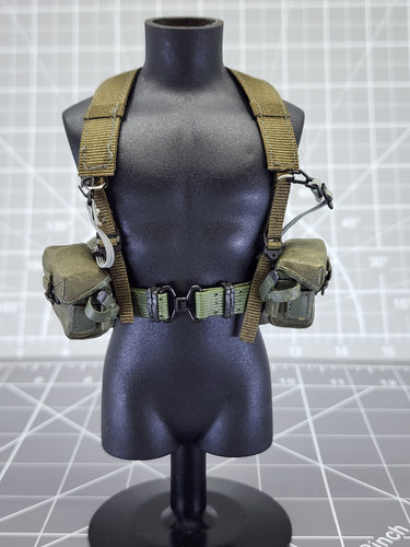 BAM 1/6 Vietnam OD Green Bar Belt W/ Suspenders, Knife & Pouches (Dragon)