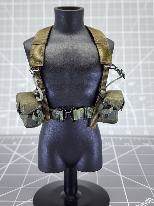 BAM 1/6 Vietnam OD Green Bar Belt W/ Suspenders, Knife & Pouches (Dragon)