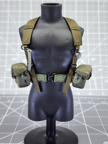 BAM 1/6 Vietnam OD Green Belt W/ Suspenders & Pouches (Dragon)