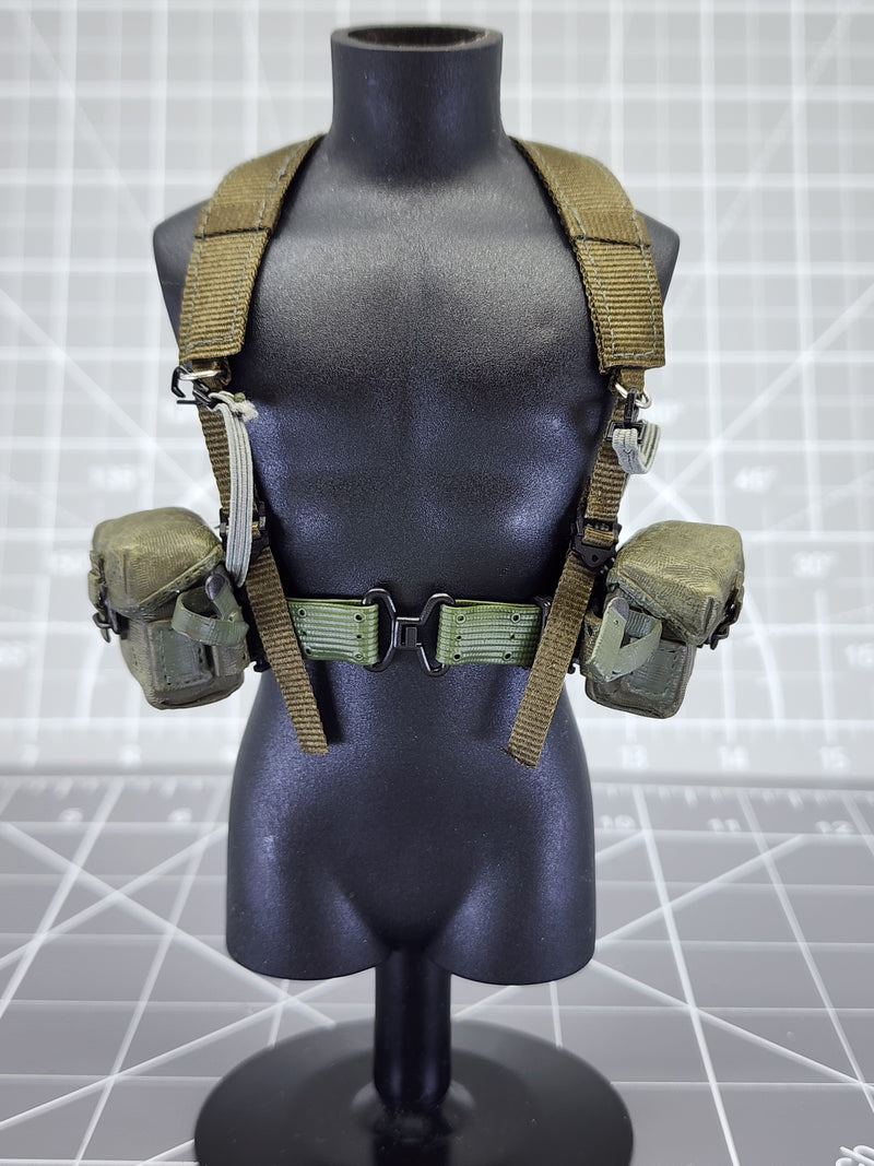 Load image into Gallery viewer, BAM 1/6 Vietnam OD Green Belt W/ Suspenders &amp; Pouches (Dragon)
