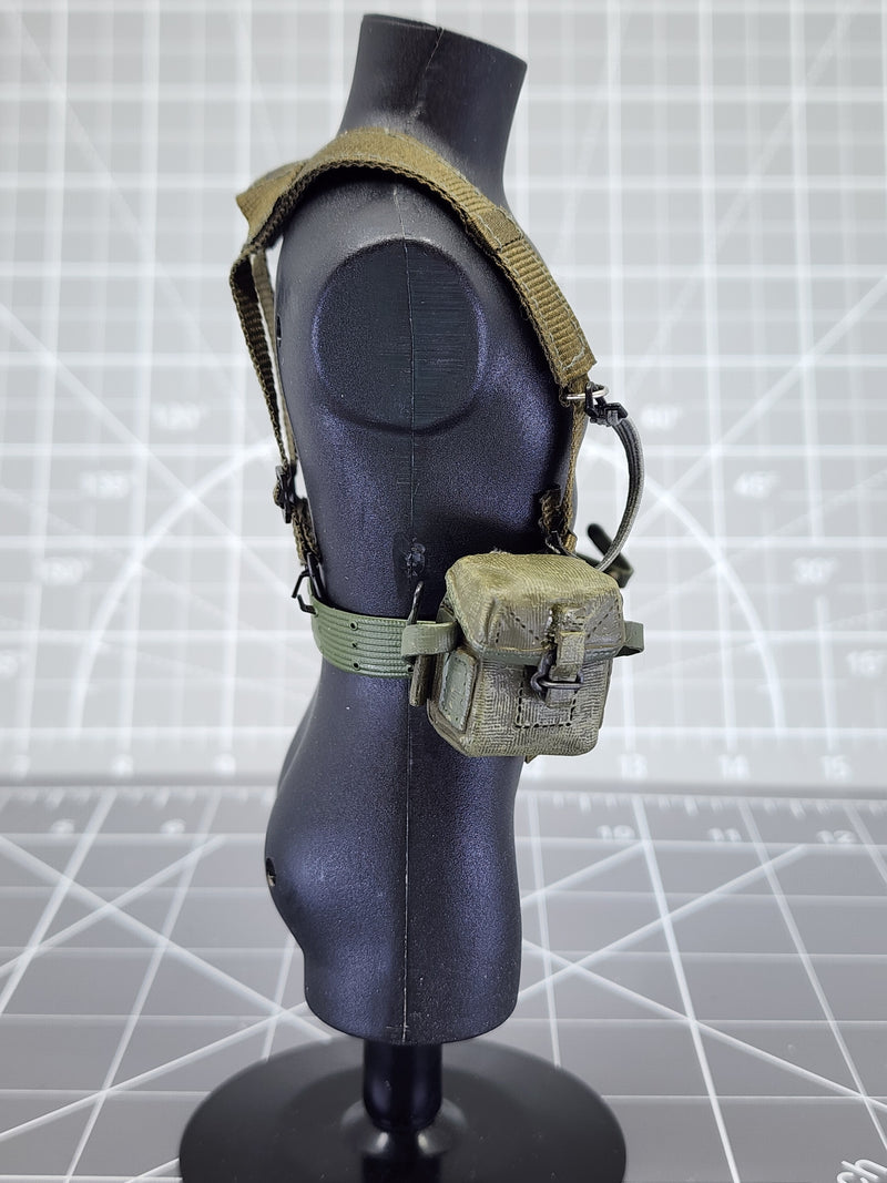 Load image into Gallery viewer, BAM 1/6 Vietnam OD Green Belt W/ Suspenders &amp; Pouches (Dragon)

