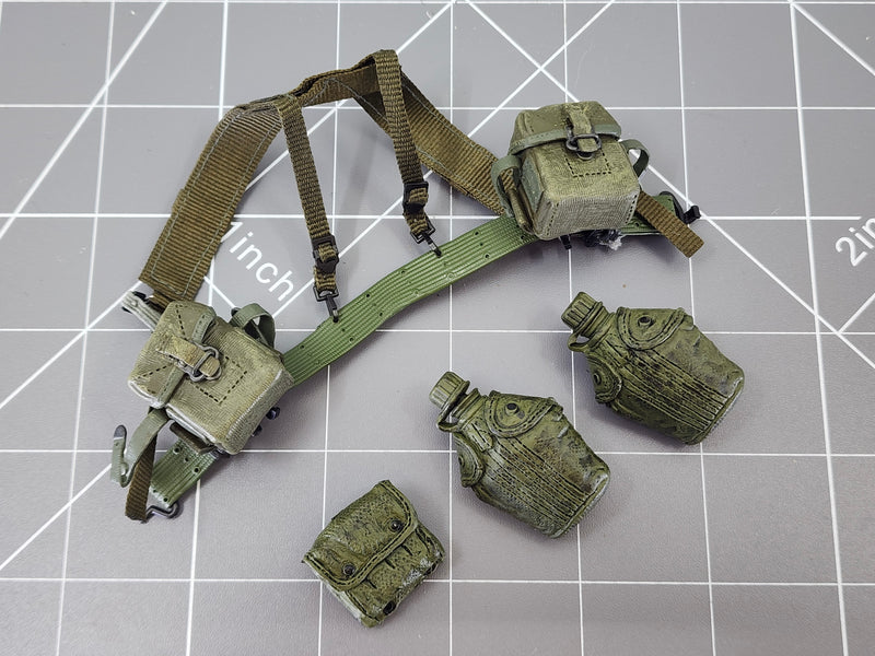 Load image into Gallery viewer, BAM 1/6 Vietnam OD Green Belt W/ Suspenders &amp; Pouches (Dragon)
