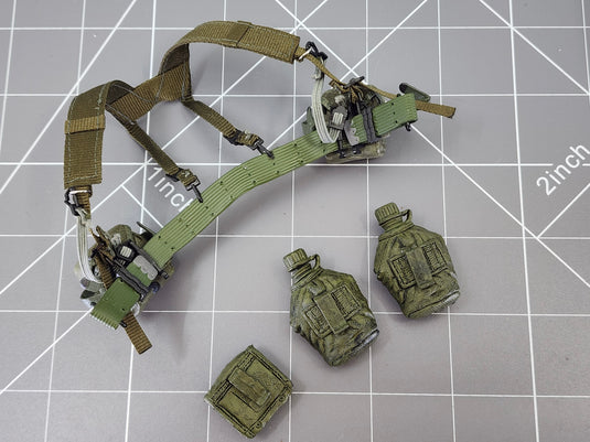 BAM 1/6 Vietnam OD Green Belt W/ Suspenders & Pouches (Dragon)