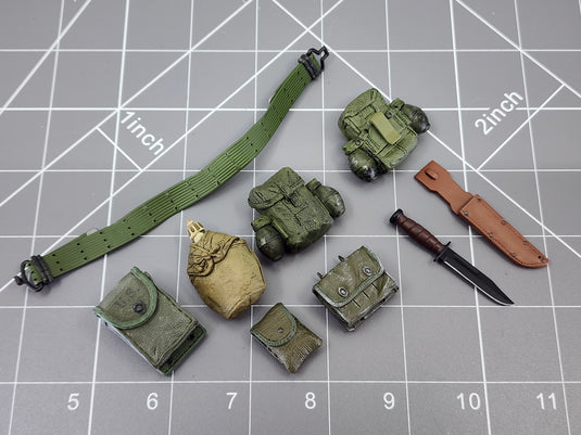 BAM 1/6 Vietnam OD Green Belt W/ Pouches & Knife (Dragon)
