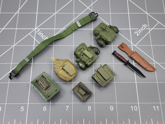 BAM 1/6 Vietnam OD Green Belt W/ Pouches & Knife (Dragon)