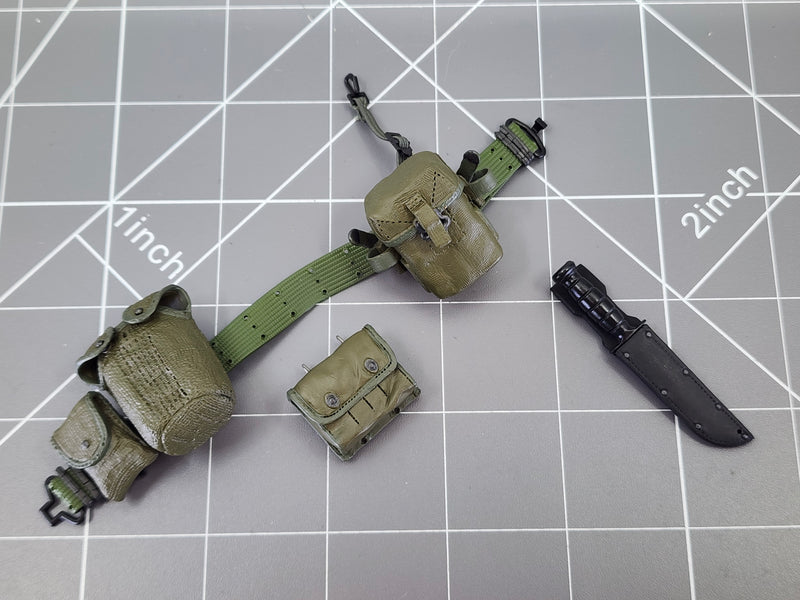 Load image into Gallery viewer, BAM 1/6 Vietnam OD Green Belt W/ Pouches &amp; Knife Ver 3 (Dragon)
