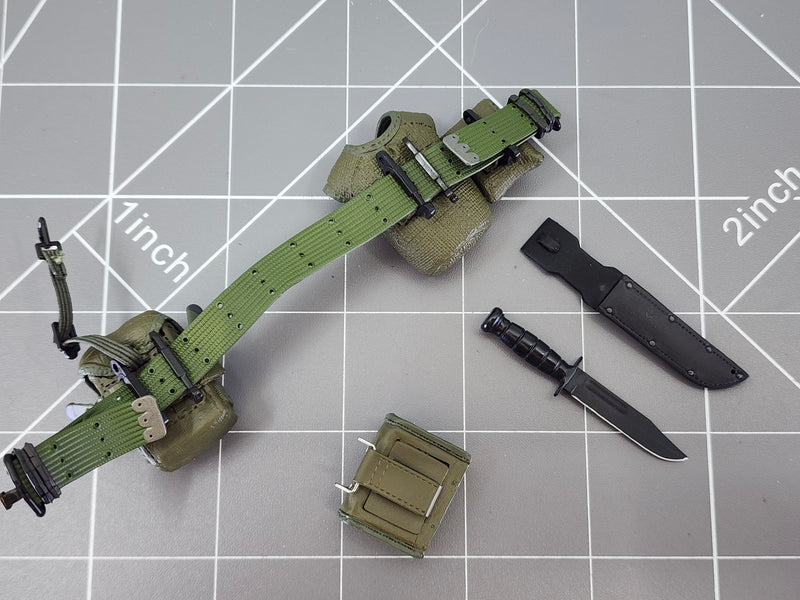 Load image into Gallery viewer, BAM 1/6 Vietnam OD Green Belt W/ Pouches &amp; Knife Ver 3 (Dragon)
