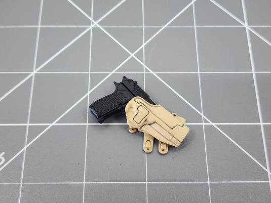 BAM 1/6 M9 Pistol W/ Tan Low Profile Cross Draw Holster