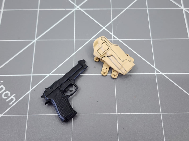 Load image into Gallery viewer, BAM 1/6 M9 Pistol W/ Tan Low Profile Cross Draw Holster
