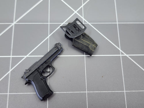 BAM 1/6 M9 Pistol W/ Black Low Profile Holster