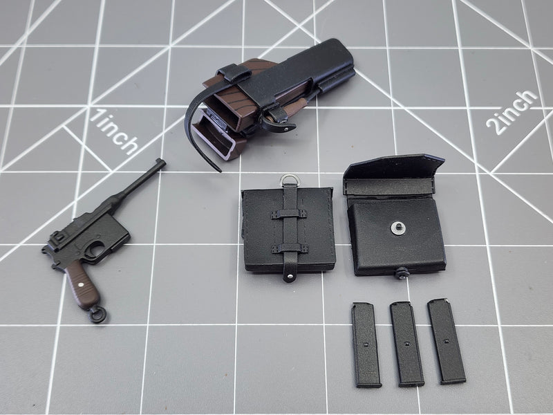 Load image into Gallery viewer, BAM 1/6 WWII Mauser Pistol W/ Holster &amp; Ammo Pouches
