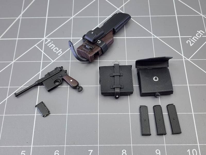 Load image into Gallery viewer, BAM 1/6 WWII Mauser Pistol W/ Holster &amp; Ammo Pouches
