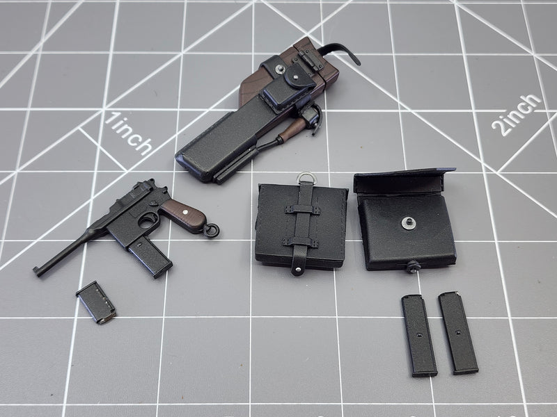 Load image into Gallery viewer, BAM 1/6 WWII Mauser Pistol W/ Holster &amp; Ammo Pouches
