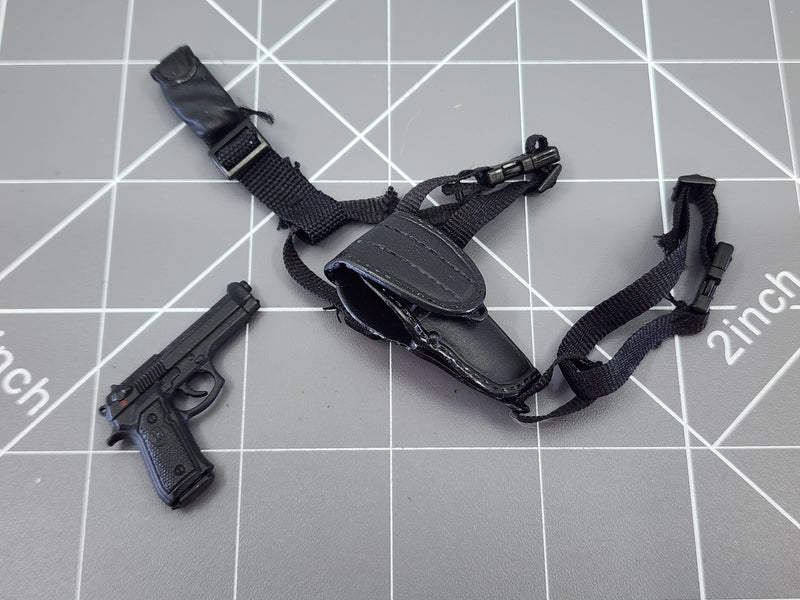 Load image into Gallery viewer, BAM 1/6 M9 Pistol W/ Leather Type Drop Leg Holster (Metal) (Dragon)
