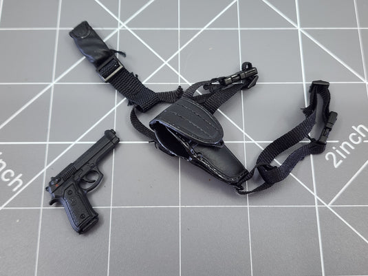 BAM 1/6 M9 Pistol W/ Leather Type Drop Leg Holster (Metal) (Dragon)