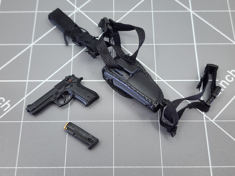 Load image into Gallery viewer, BAM 1/6 M9 Pistol W/ Leather Type Drop Leg Holster (Metal) (Dragon)
