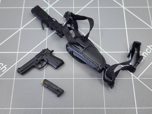 BAM 1/6 M9 Pistol W/ Leather Type Drop Leg Holster (Metal) (Dragon)