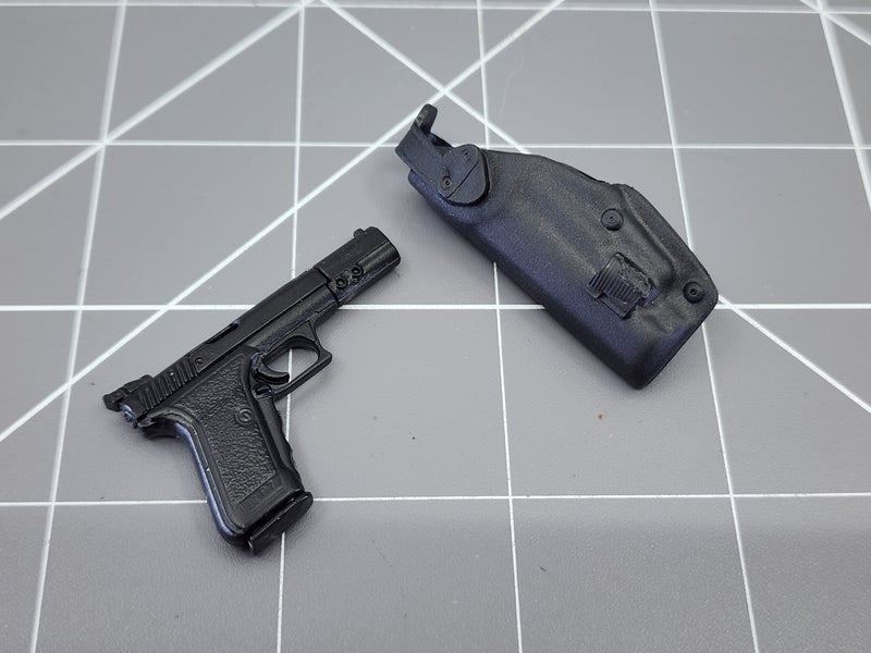 Load image into Gallery viewer, BAM 1/6 HK P7 Pistol With Spring Slide Action &amp; Black Holster
