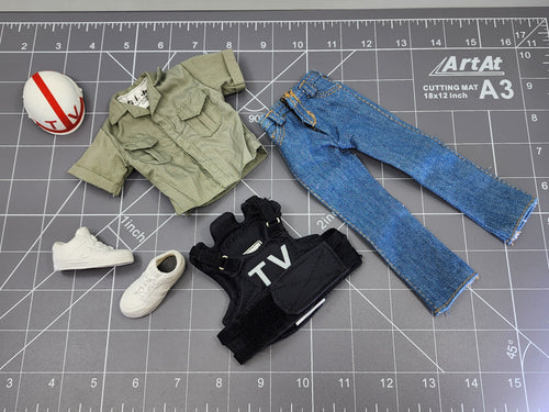 BAM 1/6 Custom Craft War Outfit W/ Helmet, Vest, & G.I. Joe Shirt (BBI)