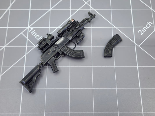 BAM 1/6 Black Ak W/ Scope, Grip, & PEQ (Hot Toys)