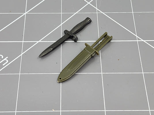 BAM 1/6 Black AK Bayonet W/ OD Green Sheath