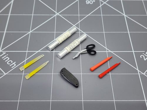BAM 1/6 Folding Knife, Scissors, Glow Sticks, & Signal Flares