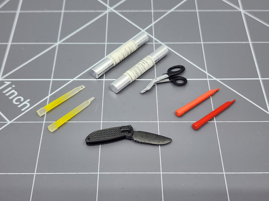 BAM 1/6 Folding Knife, Scissors, Glow Sticks, & Signal Flares