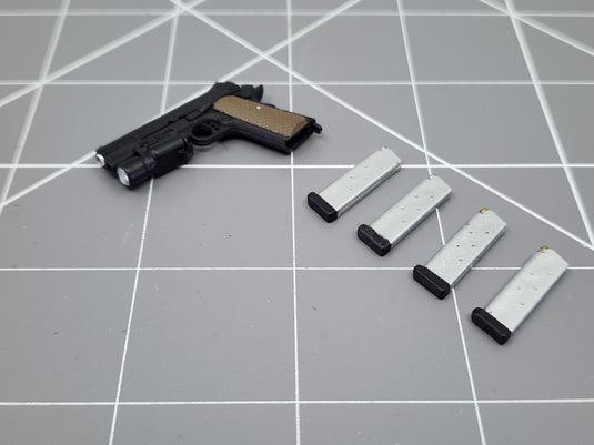 BAM 1/6 1911 Pistol W/ Flashlight & extra Clips