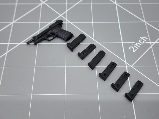 BAM 1/6 Black Pistol W/ Extra Clips