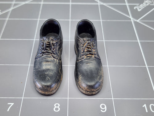 BAM 1/6 Weathered Black Shoes (Peg Type)