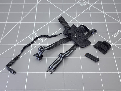 BAM 1/6 Black Drop Leg Holster, and Pistol