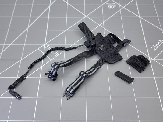 BAM 1/6 Black Drop Leg Holster, and Pistol