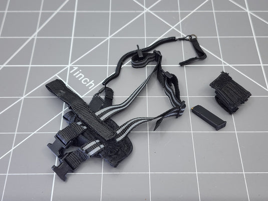 BAM 1/6 Black Drop Leg Holster, and Pistol